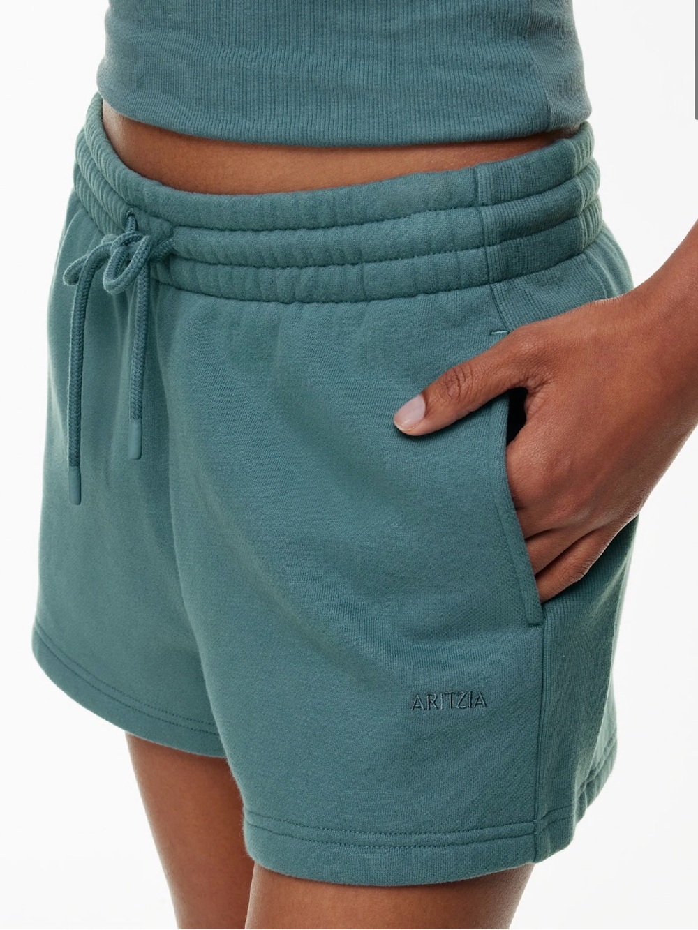Aritzia Sweatfleece Cozy Fleece Boyfriend Fit Mini Shorts - Tidal Blue - XS